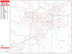 Little Rock Digital Map Red Line Style